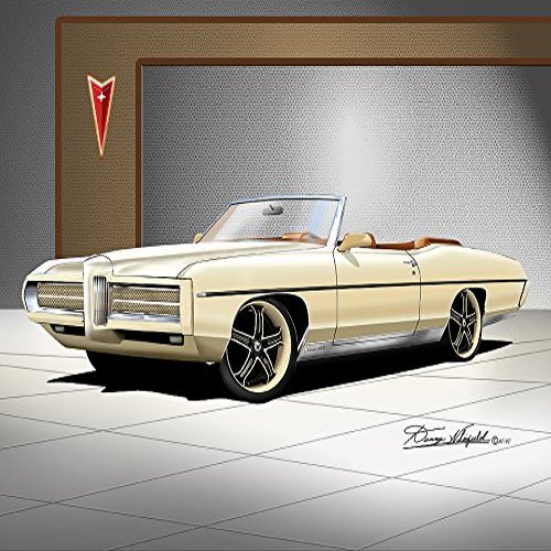 1969 CUSTOM PONTIAC BONNEVILLE GTZ Cameo Cream- ART PRINT POSTER BY ARTIST DANNY WHITFIELD - SIZE 20 X 30