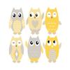 Owl Fabric Wall Decals, Set of 6 Owls Wall Stickers, 12"" Tall, Orange, Grey, White, Available in 4 Different Sizes, Non-Toxic, Reusable, Repositionable view 2