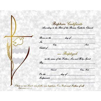 Religious Supply Parchment Line Baptism Certificates