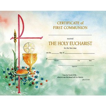 Religious Supply Center Watercolor Line First Communion Certificates