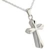 Silver Bevel Cross Pendant and Necklace for Ashes, Sterling Silver, Cremation Jewelry for Ashes view 1