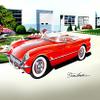1954 CORVETTE - GYPSY RED - ART PRINT POSTER BY ARTIST DANNY WHITFIELD - SIZE 20 x 24 view 1