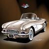 1961 CORVETTE - FAWN BEIGE- ART PRINT POSTER BY ARTIST DANNY WHITFIELD - SIZE 20 x 24 view 1