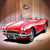 1962 CORVETTE - ROMAN RED- ART PRINT POSTER BY ARTIST DANNY WHITFIELD - SIZE 20 X 30 view 1