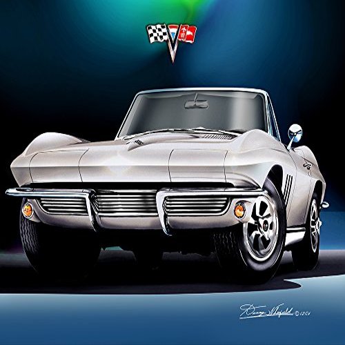 1965 CORVETTE ROADSTER - SILVER- ART PRINT POSTER BY ARTIST DANNY WHITFIELD - SIZE 20 X 30