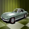 1964 CORVETTE COUPE - MEADOW GREEN- ART PRINT POSTER BY ARTIST DANNY WHITFIELD - SIZE 20 x 24 view 1