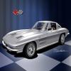 1964 CORVETTE COUPE - SILVER PEARL- ART PRINT POSTER BY ARTIST DANNY WHITFIELD - SIZE 20 x 24 view 1