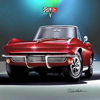 1965 Corvette Roadster - Regal RED- Art Print Poster by Artist Danny Whitfield - Size 20 x 24