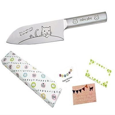 [Birthday Gift] merupe-ru Cat, Santoku, [Birthday Wrapping, Carded] [All Stainless Steel Gift Present to a]