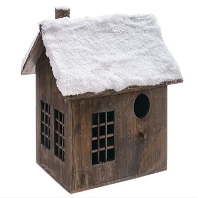Arcadia Silk Plantation 12" Snowed Wood House Brown Snow (Pack of 2)