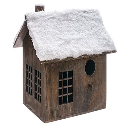 Arcadia Silk Plantation 12" Snowed Wood House Brown Snow (Pack of 2)