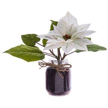 Arcadia Silk Plantation 12" Velvet Poinsettia in Glass Vase White (Pack of 4)