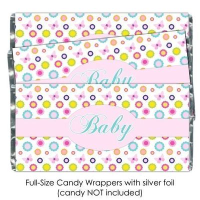 25 Baby Shower Candy Wrappers, Butterfly baby shower favors
