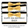 25 Gold Tie Birthday Candy Wrappers, Custom Birthday Favors, candy bar wrappers view 1