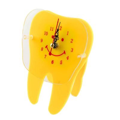 airgoesin Desk Table Clock Tooth Molar Shape Dental Dentistry Office Doctor Decoration - Yellow