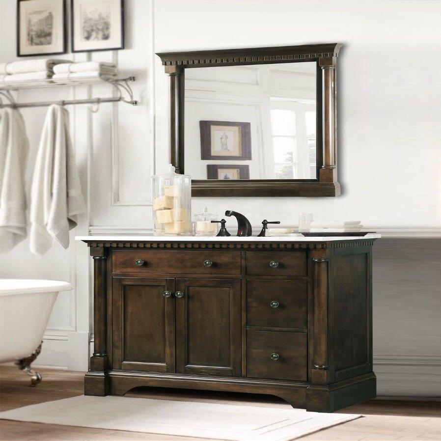 Legion Furniture Bathroom Mirror, 24", Coffee Bean