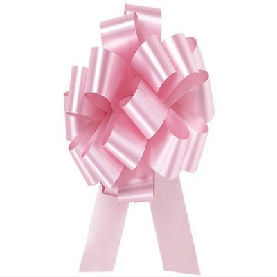 Pull String Bows 5 Inch Pastel Pink - 20 Loops Pkg/6