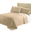 7- Pcs Bed Spread Set- California King- Beige-Checkered Quilted Wrinkle-Free Microfiber Includes 3-Pcs Coverlets Set and 4-Pcs Sheet Set view 1
