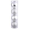 Vickerman 8" Silver 4-Finish Ball Ornament Set - Matte, Shiny, Glitter, Sequin, Shatterproof Plastic, Variety for Holiday Decorating, 4 Ornaments Per Box, Complements Various Dcor view 2