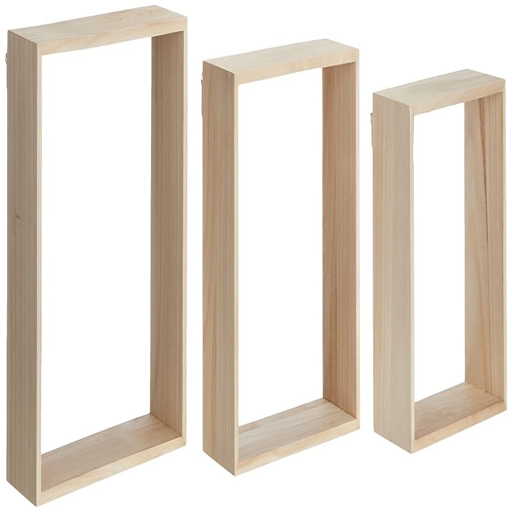 Artemio 14001967 Set of 3 Square Shelves for Decoration, Wood, Beige, 30 x 10 x 30 cm