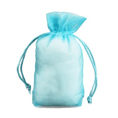 FavorOnline Gusset Organza Bags Blue with Base 5"x3.5"x1.5" - Set of 10