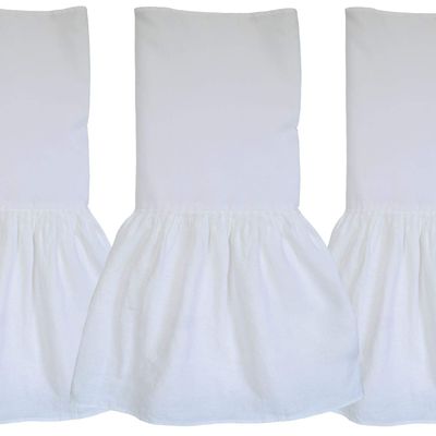 20 inch Drop Washed 100 Pure White Natural Linen Bedskirt California King size Easy Fit Detachable 3pc Fancy Bed Skirt Set Multiruffle Bedskirts Adjustable Gathered Dust Ruffled Heavy Belgian Linene