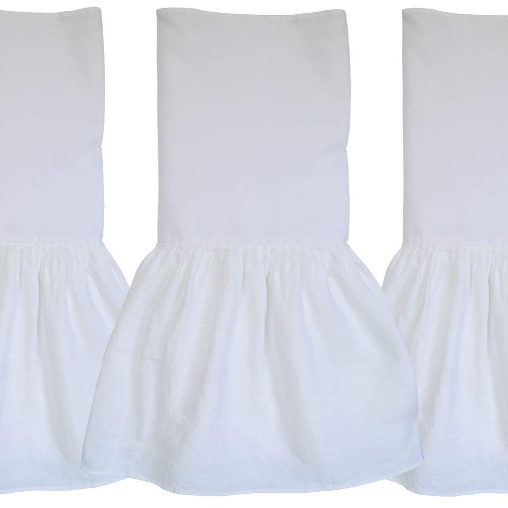 20 inch Drop Washed 100 Pure White Natural Linen Bedskirt California King size Easy Fit Detachable 3pc Fancy Bed Skirt Set Multiruffle Bedskirts Adjustable Gathered Dust Ruffled Heavy Belgian Linene