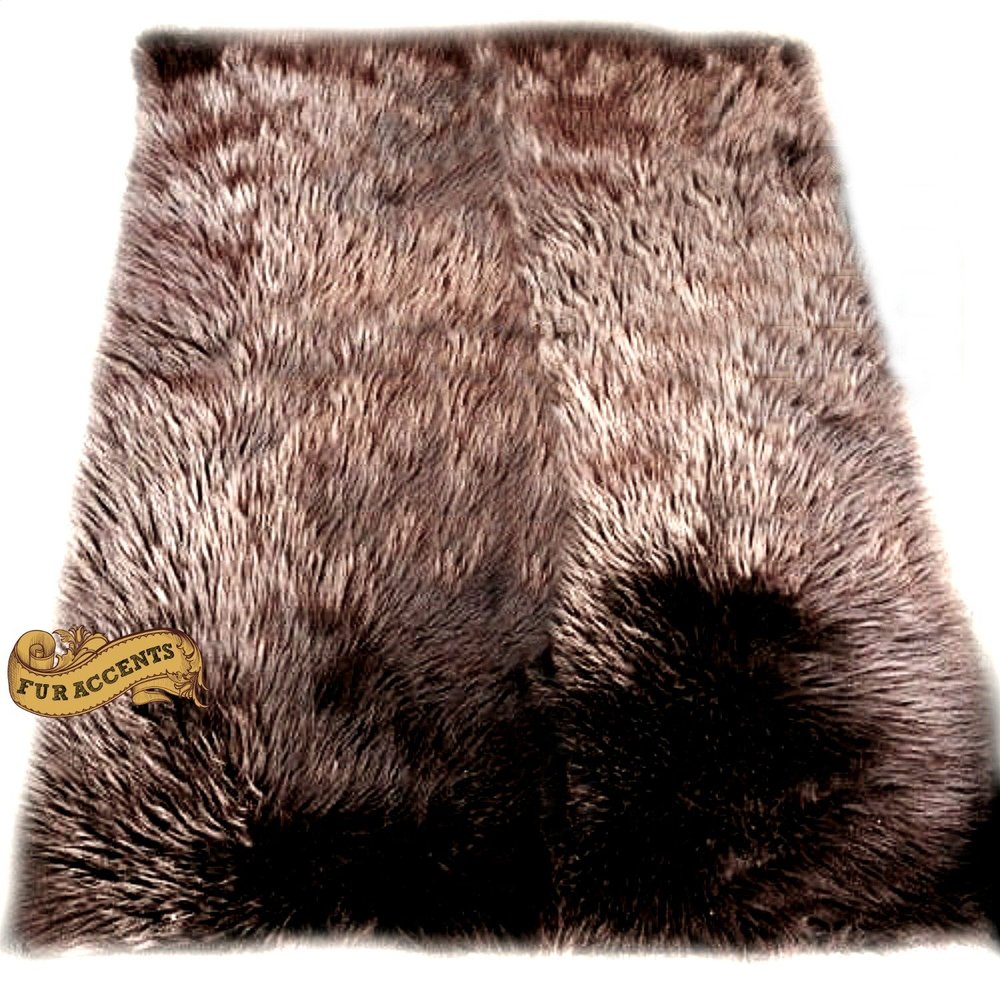 Rectangle Shag Rug Kids Play Rug Nursery Crib Carpet Faux Fur Shaggy Sheepskin (5'x8', Chocolate Brown)