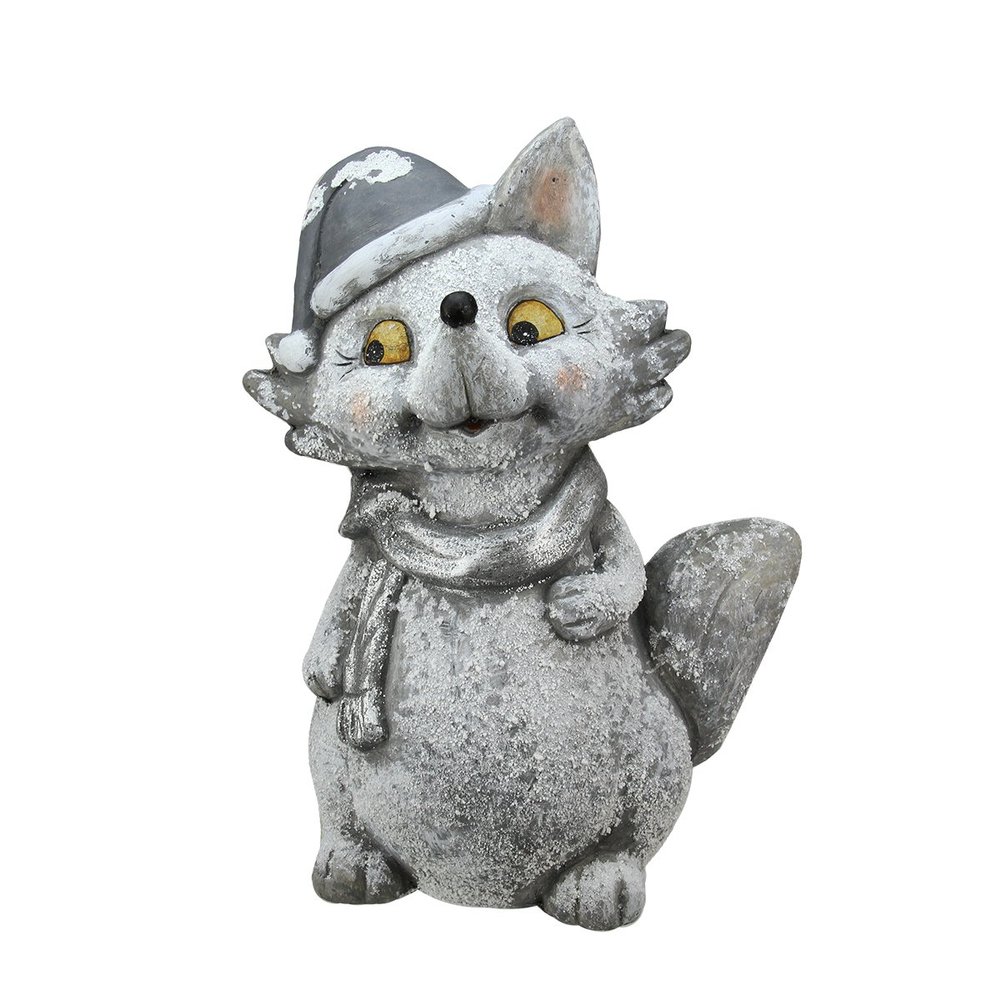Northlight 18" Snow Dusted Glitter Silver Fox Christmas Tabletop Decoration