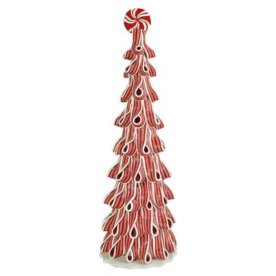 Gerson 2151010 Lighted Candy Cane Ribbon Decorative Tree, 18"
