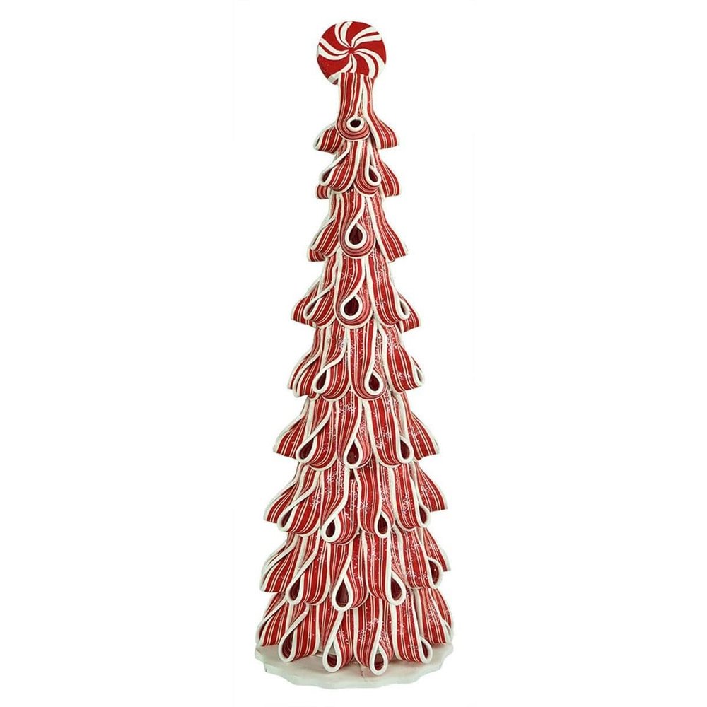 Gerson 2151010 Lighted Candy Cane Ribbon Decorative Tree, 18"