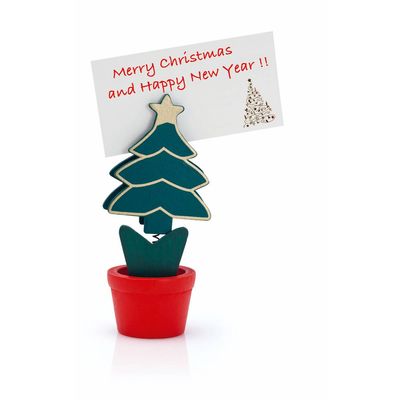 eBuyGB Santa Hat/Tree/Reindeer/Christmas Table Place Name Setting Card Holder, Wood, Multi-Colour, Pack of 10
