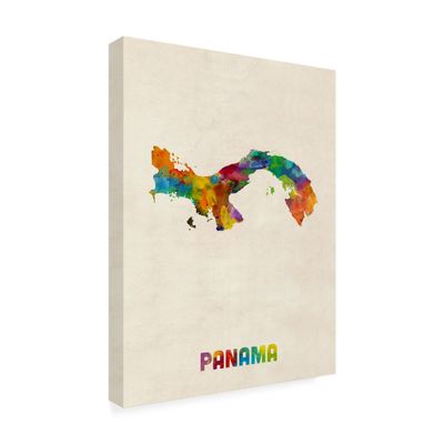 Trademark Fine Art Panama Watercolor Map by Michael Tompsett, 18X24-Inch