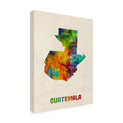 Trademark Fine Art Guatemala Watercolor Map by Michael Tompsett, 18X24-Inch
