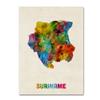 Trademark Fine Art Suriname Watercolor Map by Michael Tompsett, 18X24-Inch view 1