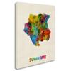 Trademark Fine Art Suriname Watercolor Map by Michael Tompsett, 18X24-Inch view 2