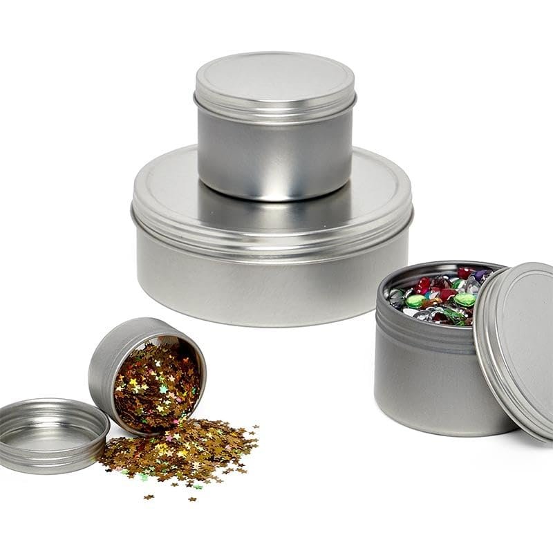 24ea - 4 Oz Metal Screw Top Deep Round Tin Can-Pkg