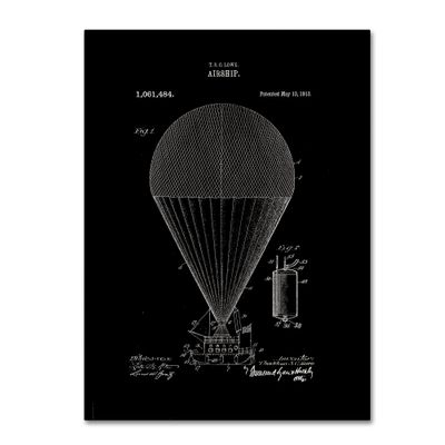 Trademark Fine Art Airship Patent 1913 by Claire Doherty, 18 by 24", Black