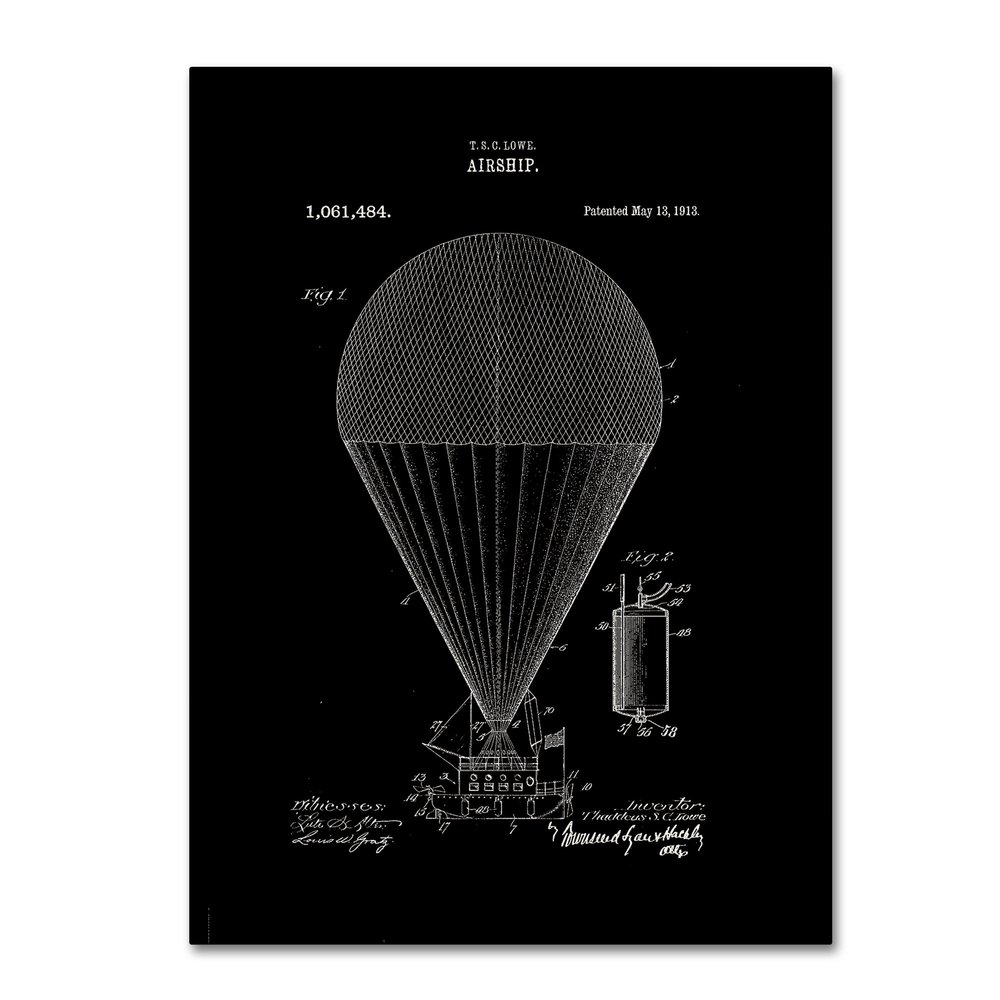 Trademark Fine Art Airship Patent 1913 by Claire Doherty, 18 by 24", Black