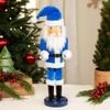 Northlight 14" Decorative Blue and White Hanukkah Santa Wooden Holiday Nutcracker view 2