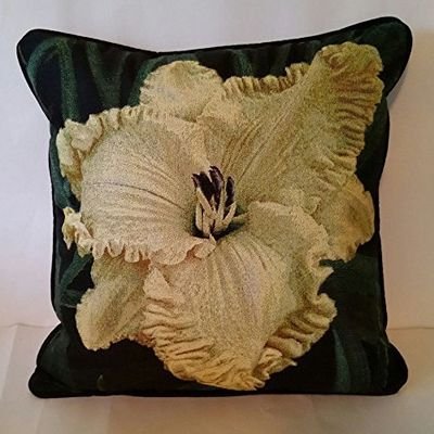 Daylily I decorative throw pillow, 17" x 17", 100% woven cotton