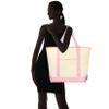 DALIX 22" Extra Large Shopping Tote Bag w Outer Pocket in Pink and Natural view 2