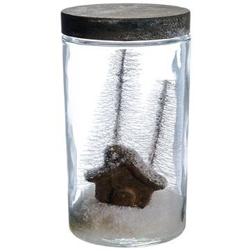 Arcadia Silk Plantation 10.7" H Snowed Tree w/Birdhouse in Glass Jar White (Pack of 4)