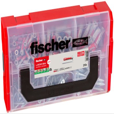 fischer 535969 DUOPOWER Wallplug, Red/Gray, Set of 210 Pieces