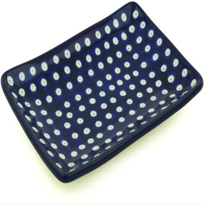 Polmedia Polish Pottery Sushi Tray - Blue Eyes Pattern Handmade in Boleslawiec Poland by Ceramika Artystyczna + Certificate of Authenticity