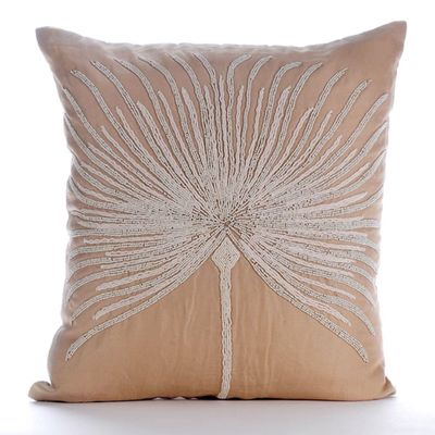 The HomeCentric Custom Pillow Case, Beige Throw Pillows Cover Couch, Beaded Tree Throw Pillows Cover, 14x14 inch (35x35 cm) Pillows Cover, Cotton Linen Throw Pillows Cover, Floral - Fragrant Dream