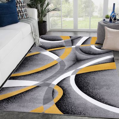 2305 Geometric Abstract Yellow 4x5 Area Rugs for Living Room