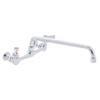 DuraSteel Kitchen Sink Faucet Wall Mount - DuraSteel 8" Center Commercial Kitchen Sink Faucet with 12" Swivel Spout - Dual Lever Handles - Brass Constructed & Chrome Polished view 1