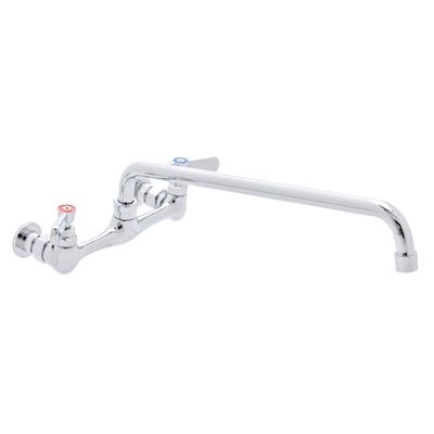 DuraSteel Kitchen Sink Faucet Wall Mount - DuraSteel 8" Center Commercial Kitchen Sink Faucet with 14" Swivel Spout - Dual Lever Handles - Brass Constructed & Chrome Polished