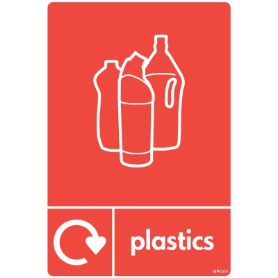 WRAP Recycling Signs - Recycle Now Signs - Self Adhesive Vinyl Sticker (A5 148 x 210mm, Plastics)